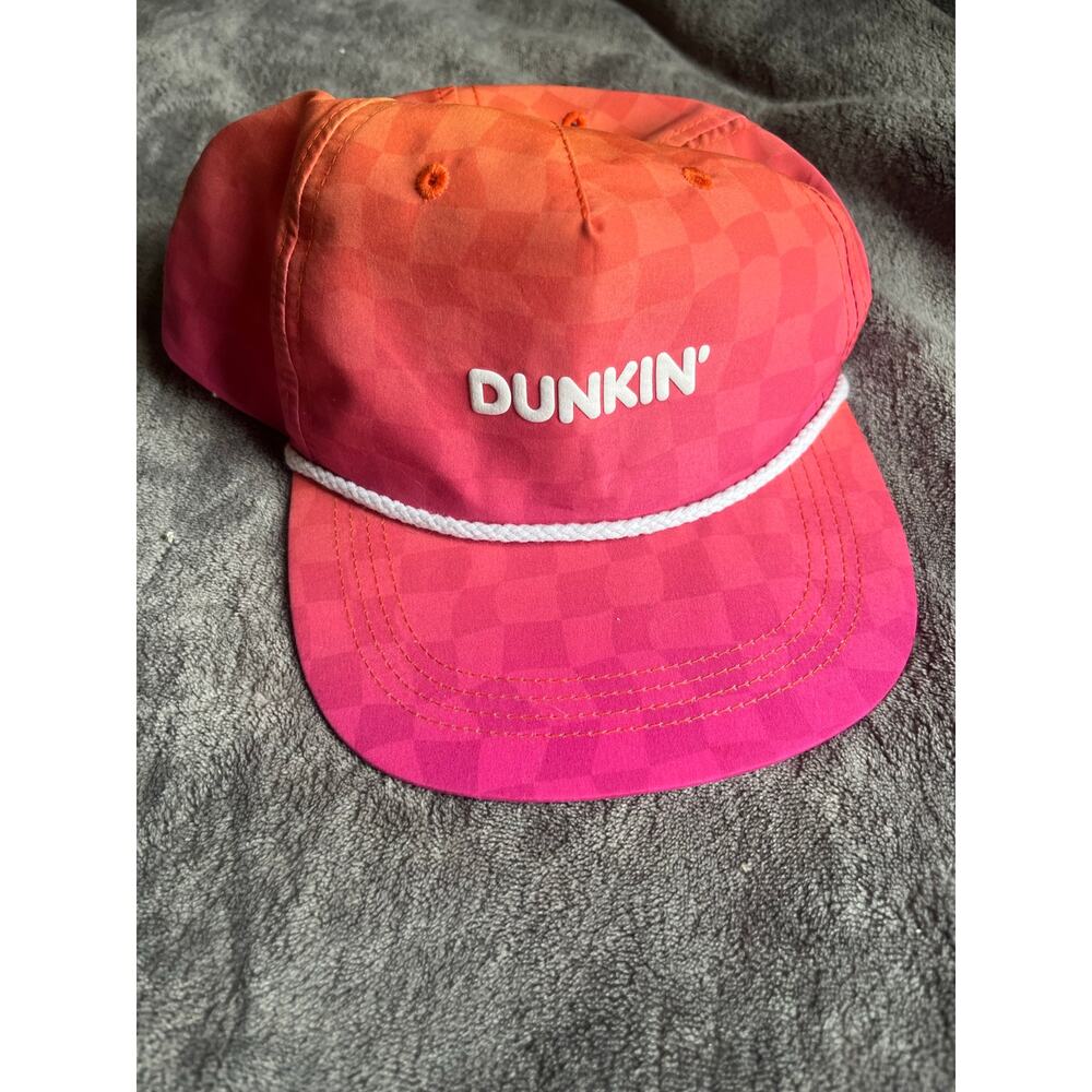 Dunkin’ Gradient Checkered Surf Cap Pink Orange Adjustable Hat